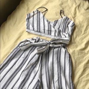 Two Piece Set - striped white and black -